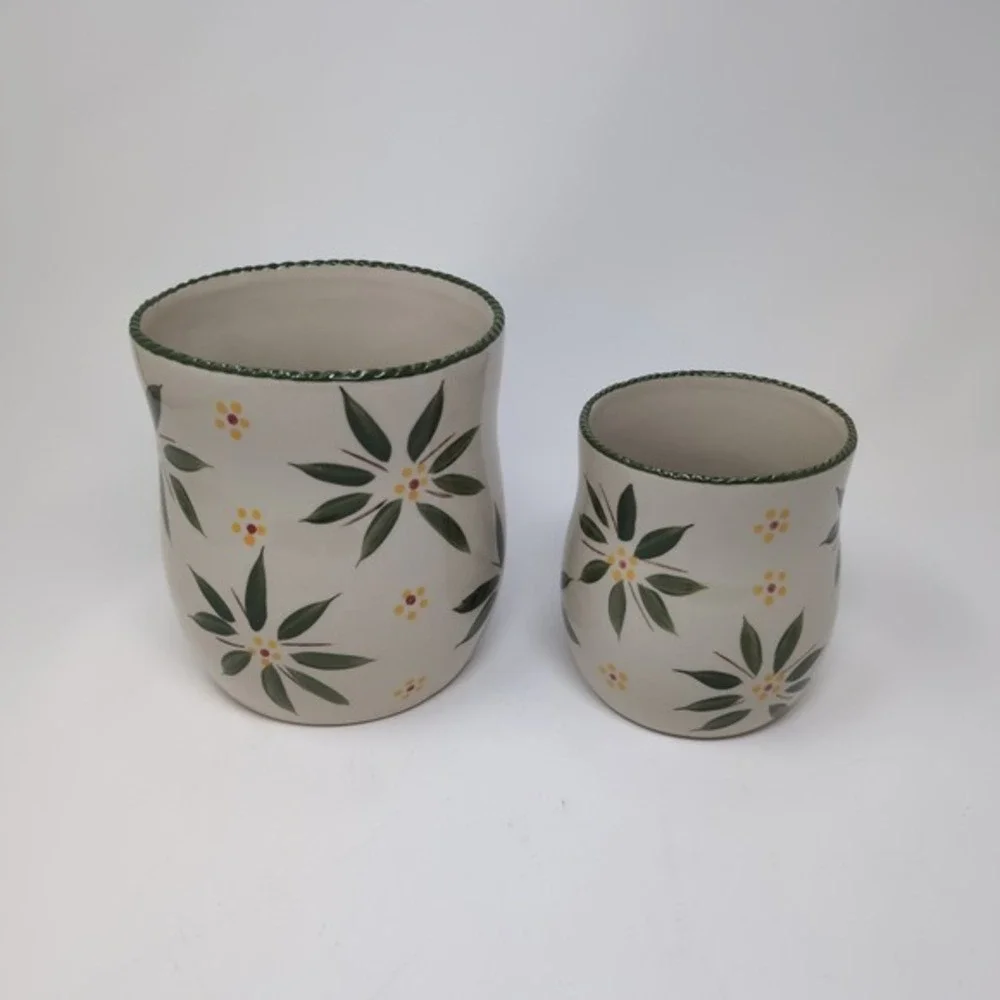 Temp-tations‎ Old World Ceramic Crocks Set 2qt 1qt Green Floral PPP-LD-206800
